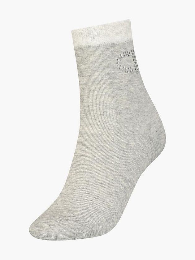 Calvin Klein USA Crystal Logo Crew Womens Socks Grey 9867423-CE